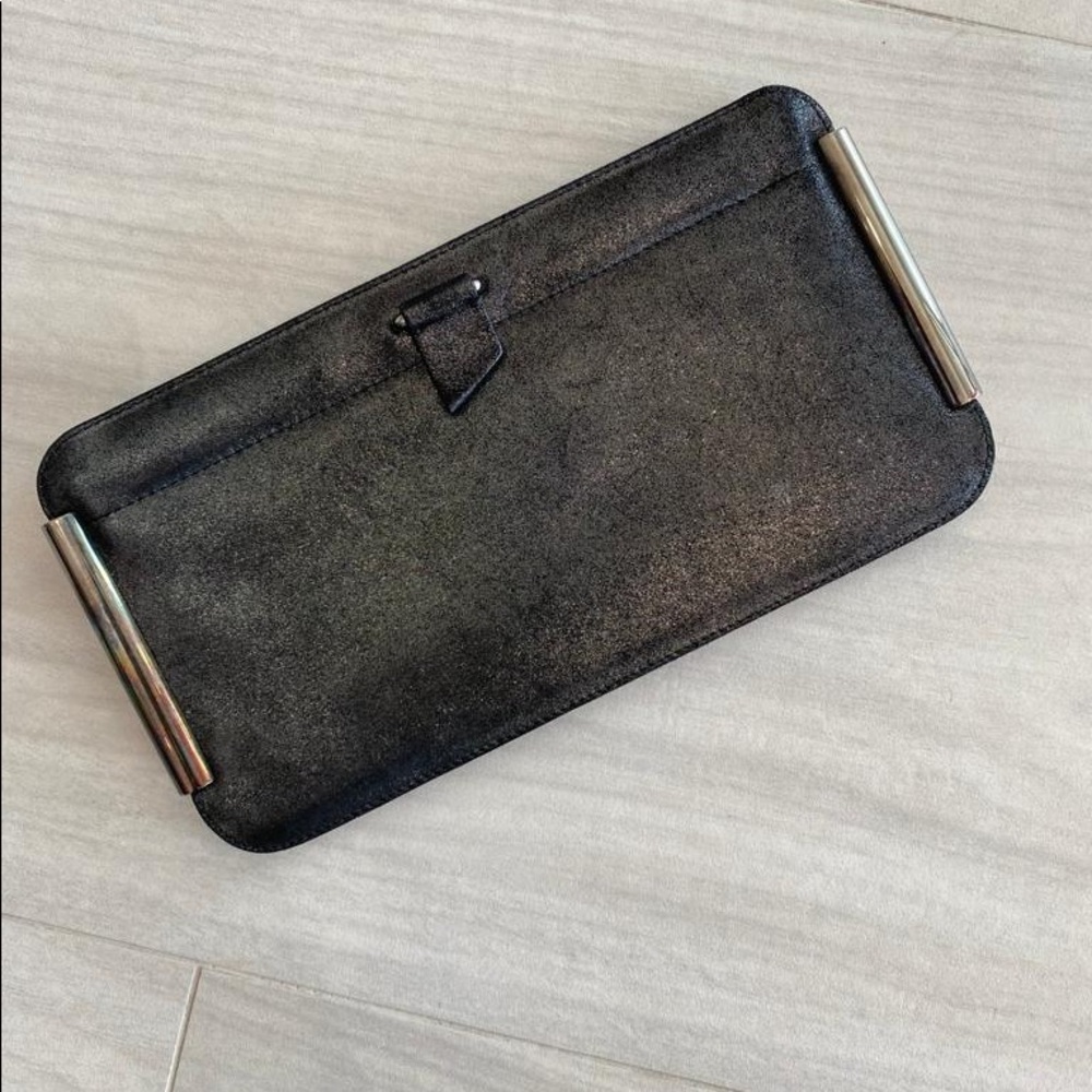 Jimmy Choo gunmetal metallic clutch bag